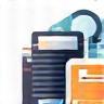 Icon representing access to a digital asset library for marketing materials