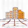 Icon representing real-time inventory synchronization across multiple locations