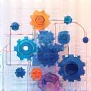 Illustration of gears interlocking or a system configuration process