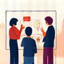 Illustration of people collaborating and learning together